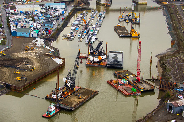 Barges during Terminal 117 cleanup