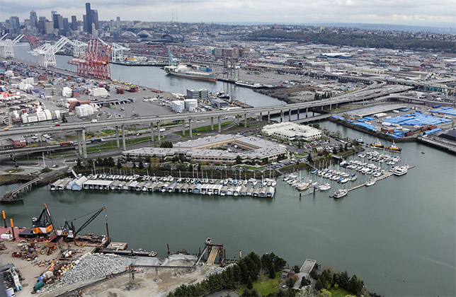 Aerial view of the Lower Duwamish Waterway