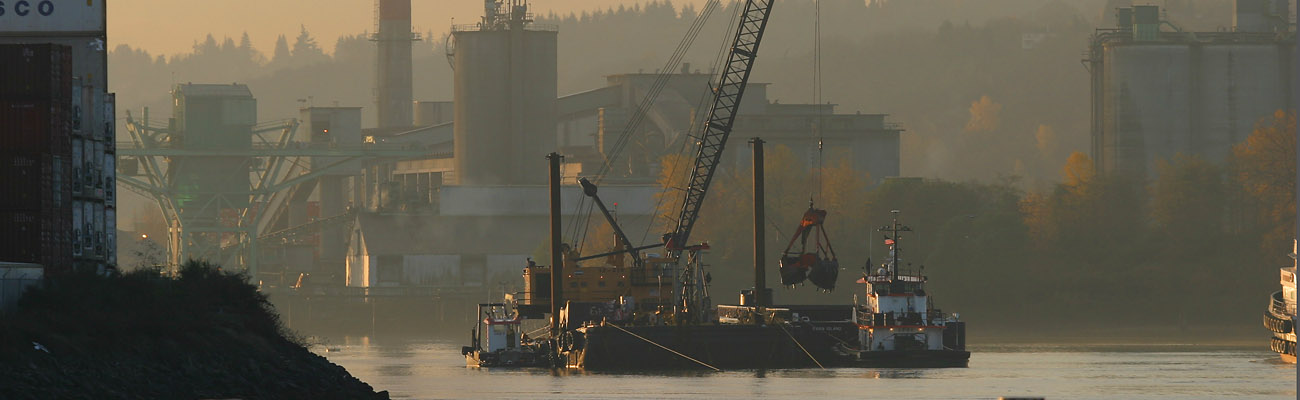 Loading barge with sediment on the Lower Duwamish