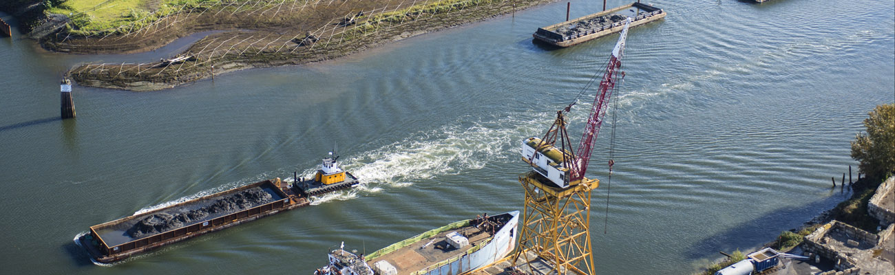 Aerial view of the Duwamish Shoreline Plant 2 cleanup